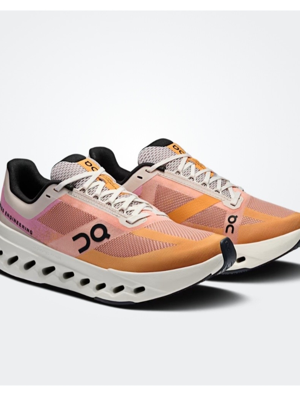 On Cloudsurfer Next running shoes in the Tangerine/Ivory size 8.5